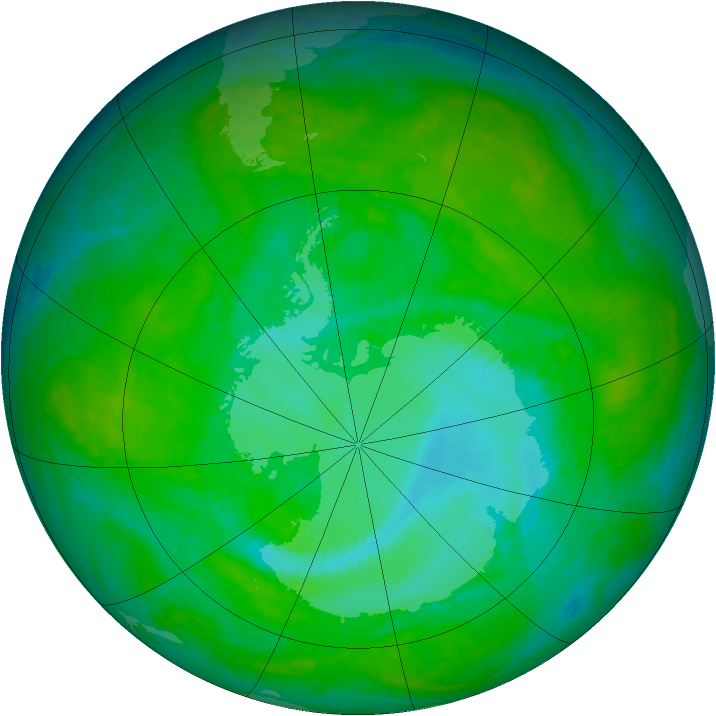 Antarctic ozone map for 14 December 2003
